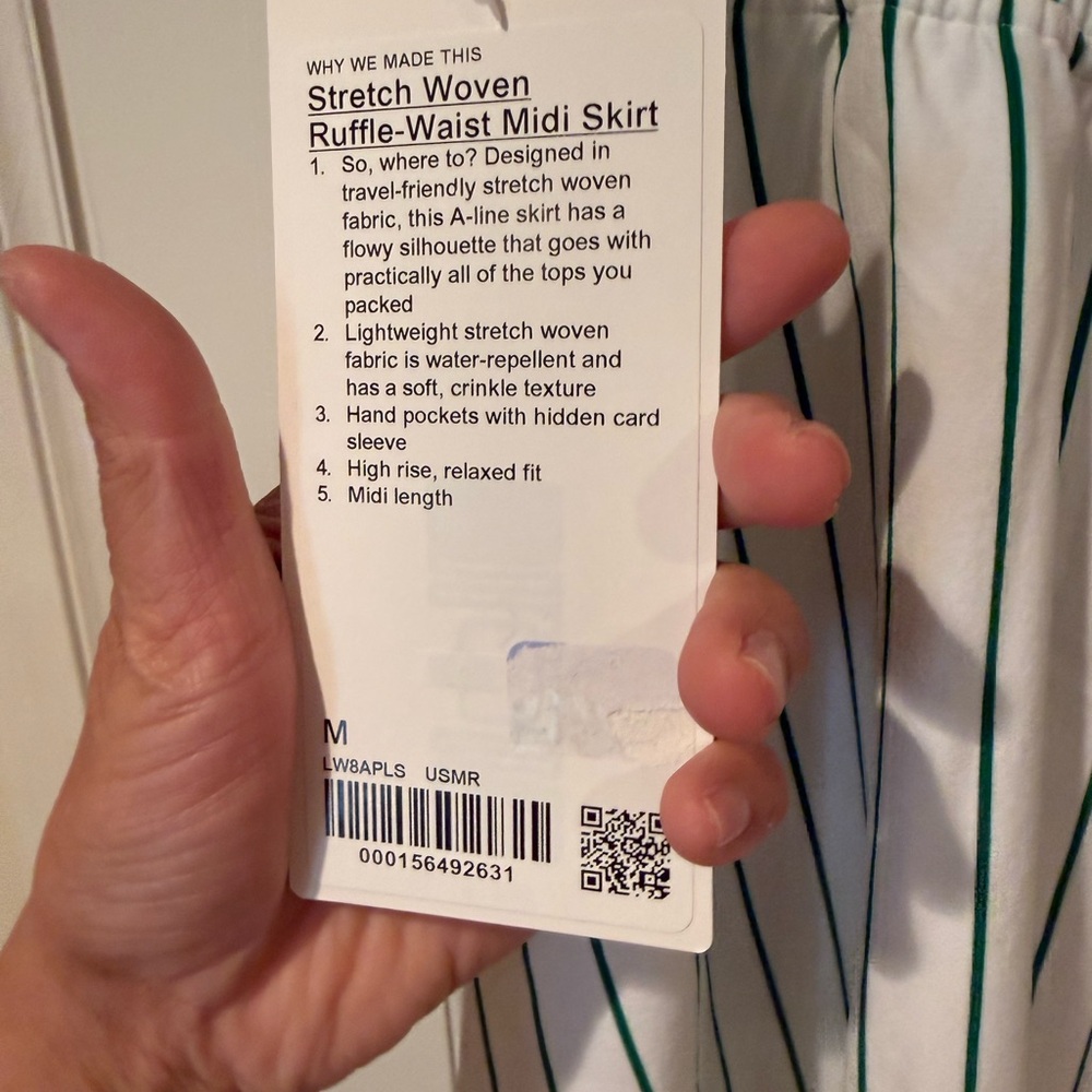 *sold* NWT Lululemon Stretch Woven Ruffle-Waist Midi Skirt White  M - Picture 6 of 9